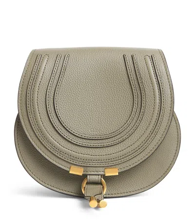 Chloé Small Leather Marcie Saddle Bag In Green