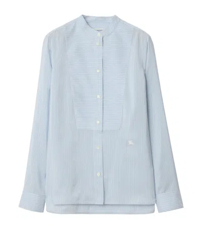 Burberry Silk Poplin Stripe Shirt In Gray