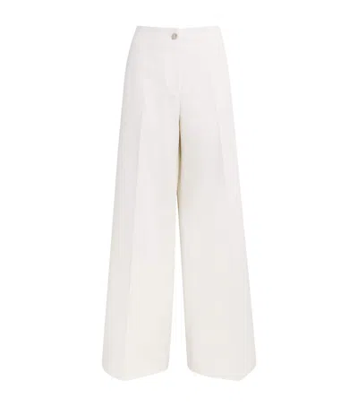 Brioni Cotton-silk Wide-leg Trousers In Multi