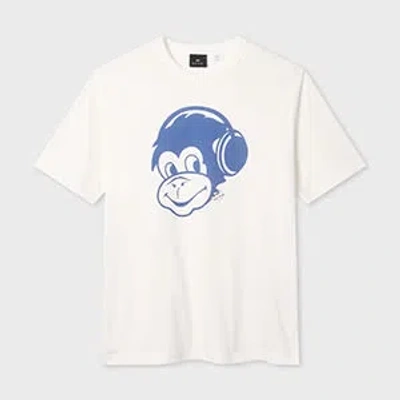 Ps By Paul Smith Ps Paul Smith Monkey Headphone Cotton T-shirt In White