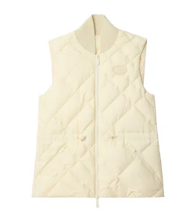 Burberry Appliquéd Leather-trimmed Padded Quilted Shell Down Vest In Nude