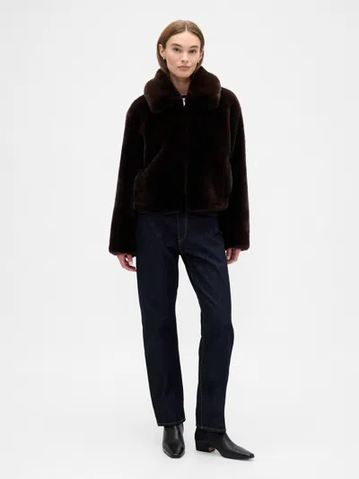 Gap Factory 100% Recycled Relaxed Faux-fur Jacket In Brown