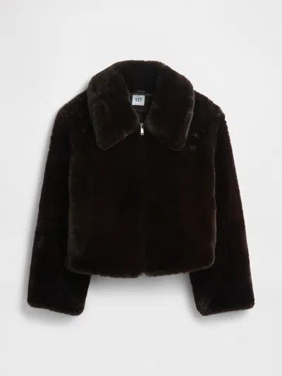 Gap Factory 100% Recycled Relaxed Faux-fur Jacket In Brown