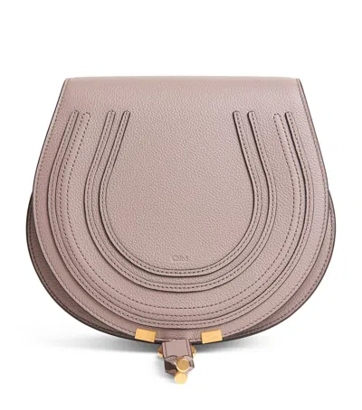 Chloé Leather Marcie Saddle Bag In Purple