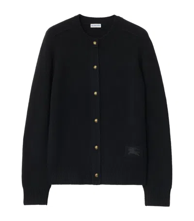 Burberry Cashmere Blend Cardigan In Black