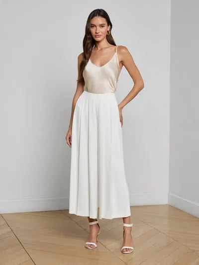 L'agence Novalynn Cropped Pleated Pant In White
