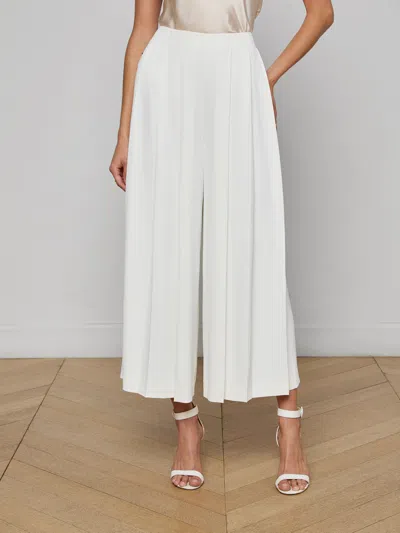 L'agence Novalynn Cropped Pleated Pant In White