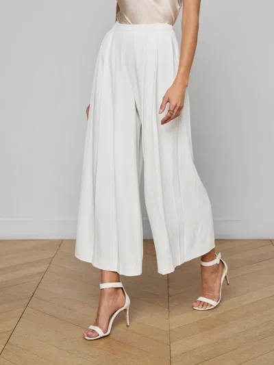 L'agence Novalynn Cropped Pleated Pant In White