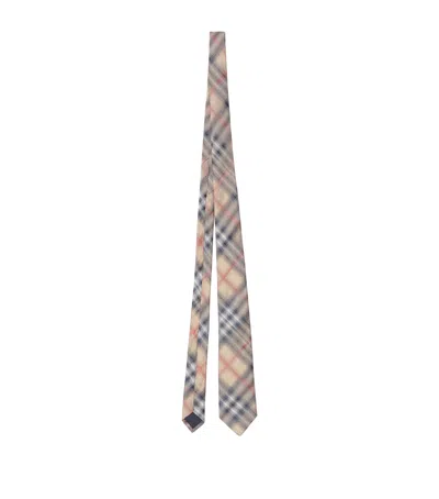 Burberry Check Silk Tie In Neutral