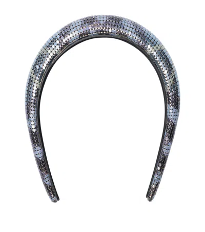 Burberry Check Mesh Headband In Blue