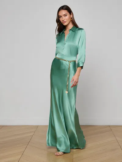 L'agence Ryker Silk Maxi Skirt In Green