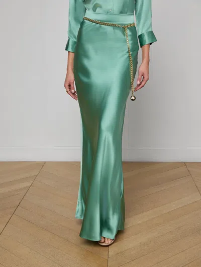 L'agence Ryker Silk Maxi Skirt In Green