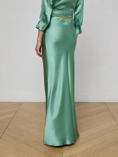 L'agence Ryker Silk Maxi Skirt In Green