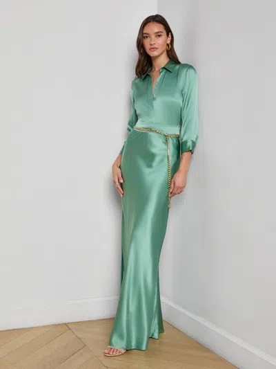 L'agence Ryker Silk Maxi Skirt In Green