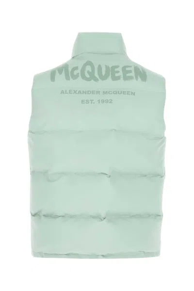 Alexander Mcqueen Structured Sleeveless Jacket With Front Flap Pockets In Green