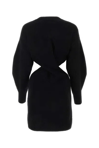 Alexander Mcqueen Women Black Wool Blend Dress In Black