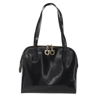 Pre-owned Ferragamo Gancini Tote Patent Leather Patent_leather Tote Bag Bag () In Black