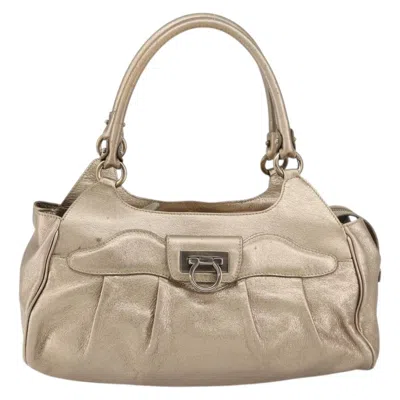 Pre-owned Ferragamo Gancini Tote Leather Leather Tote Bag Bag () In Gold