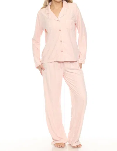 Pj Salvage Very Terry Cable Crew Pajama Set In Pink Tint In Pink