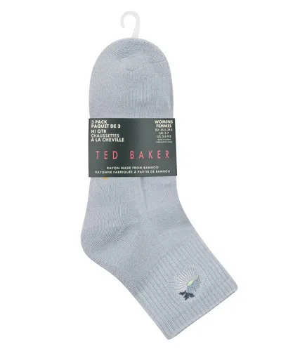 Ted Baker Set Of 3 Quarter Crew Sock In Blue