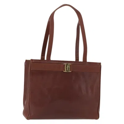 Pre-owned Ferragamo Vala Tote Leather Leather Tote Bag Bag () In Brown