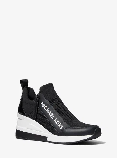 Michael Kors Willis Stretch Knit Trainer In Black