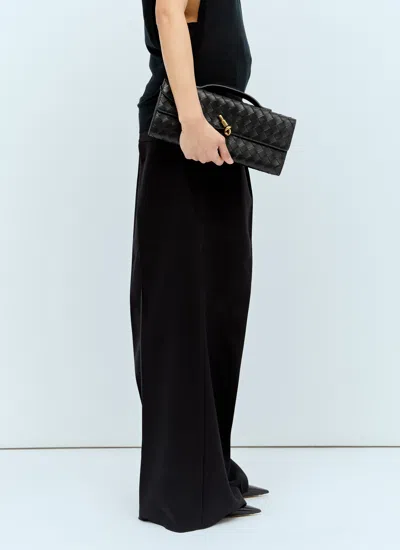 Bottega Veneta Women Leather Andiamo Clutch With Intrecciato Motif In Black