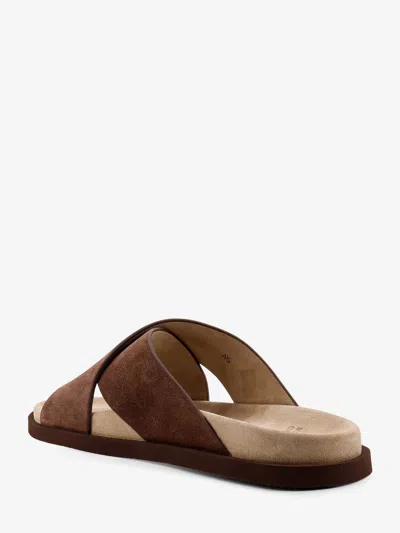 Brunello Cucinelli Men Low Suede Sandals In Brown