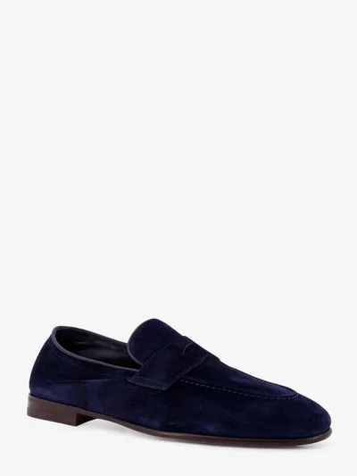 Brunello Cucinelli Suede Logo-embossed Loafers In Blue