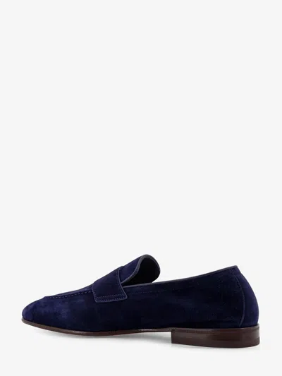 Brunello Cucinelli Suede Logo-embossed Loafers In Blue