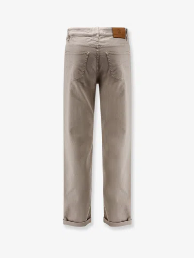 Brunello Cucinelli Logo-embroidered Five-pockets Trousers In Neutral