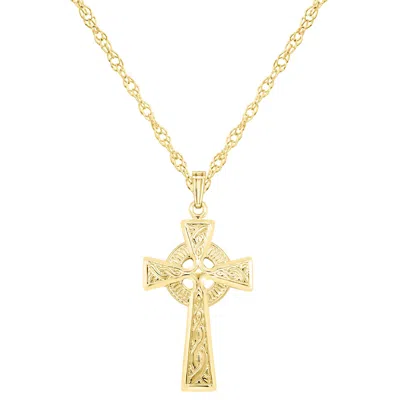 Glistening Jewels Sterling Silver Celtic Cross Pendant Necklace In Gold