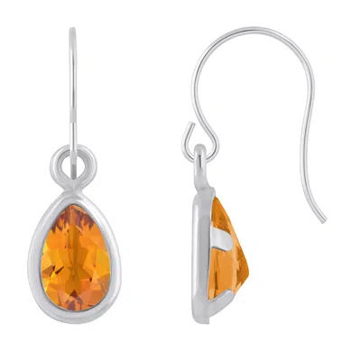 Glistening Jewels 10k Gold 6x4mm Pear Shape Citrine Drop Earrings In Metallic