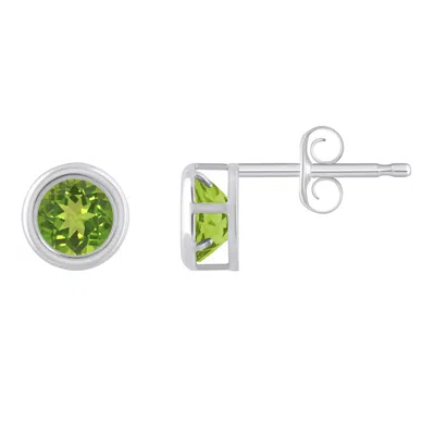 Glistening Jewels 10k Gold 5mm Round Peridot Stud Earrings In Metallic