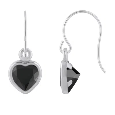 Glistening Jewels 10k Gold 5mm Heart Shape Black Onyx Drop Earrings In Multi