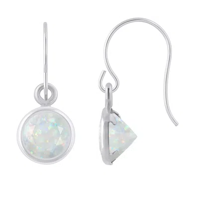 Glistening Jewels 10k Gold 5mm Round Created Opal Drop Earrings In Blue