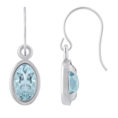 Glistening Jewels 10k Gold 6x4mm Oval Aquamarine Drop Earrings In Metallic