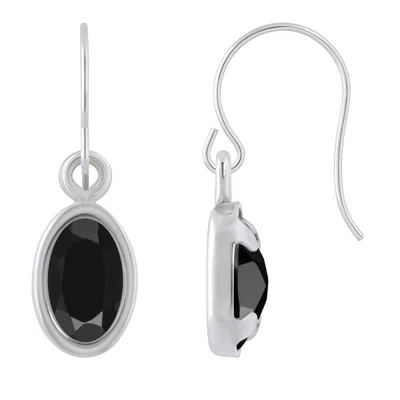 Glistening Jewels 10k Gold 6x4mm Oval Black Onyx Drop Earrings In Metallic