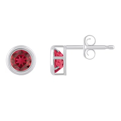 Glistening Jewels 10k Gold 5mm Round Created Ruby Stud Earrings In Metallic