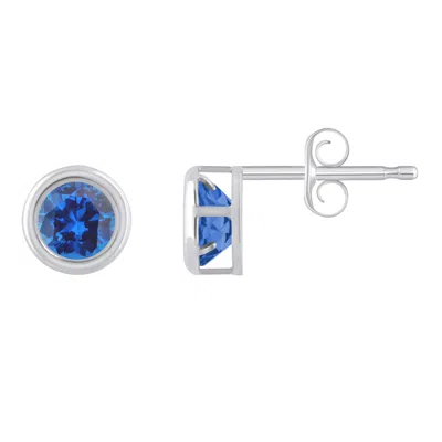 Glistening Jewels 10k Gold 5mm Round Created Sapphire Stud Earrings In Metallic