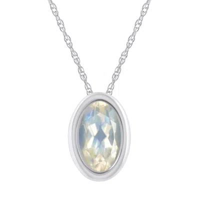 Glistening Jewels 10k Gold 6x4mm Oval Moonstone Pendant Necklace In Metallic