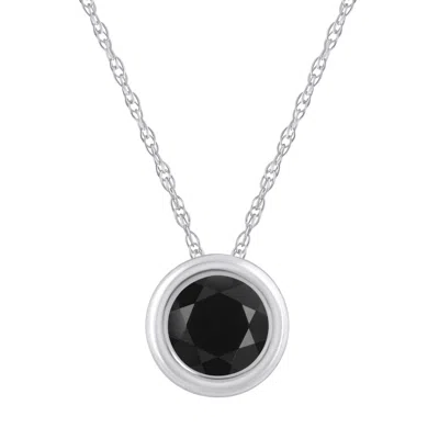 Glistening Jewels 10k Gold 5mm Round Black Onyx Pendant Necklace In Black