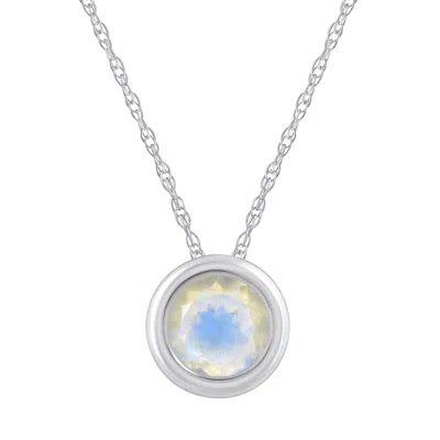 Glistening Jewels 10k Gold 5mm Round Moonstone Pendant Necklace In Metallic