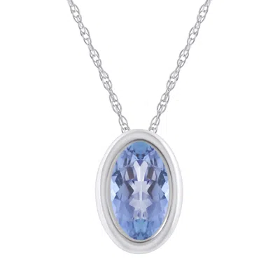 Glistening Jewels 10k Gold 6x4mm Oval Tanzanite Pendant Necklace In Green