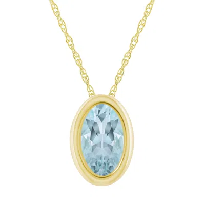 Glistening Jewels 10k Gold 6x4mm Oval Aquamarine Pendant Necklace In Gold