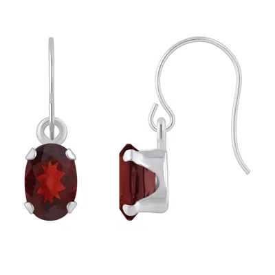 Glistening Jewels 10k Gold 6x4mm Oval Garnet Drop Earrings In Red