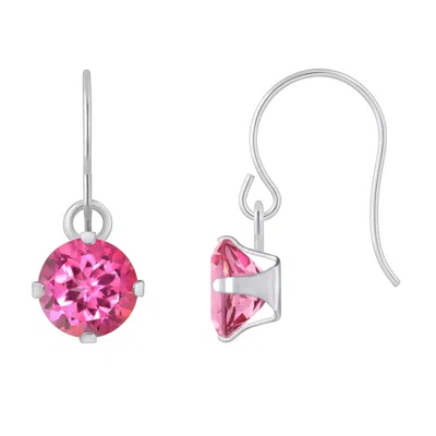 Glistening Jewels 10k Gold 5mm Round Pink Topaz Drop Earrings In Metallic