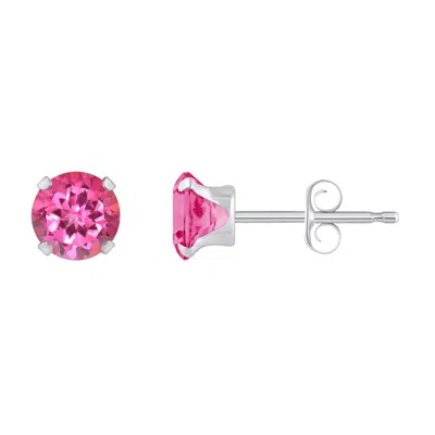 Glistening Jewels 10k Gold 5mm Round Pink Topaz Stud Earrings In Pink