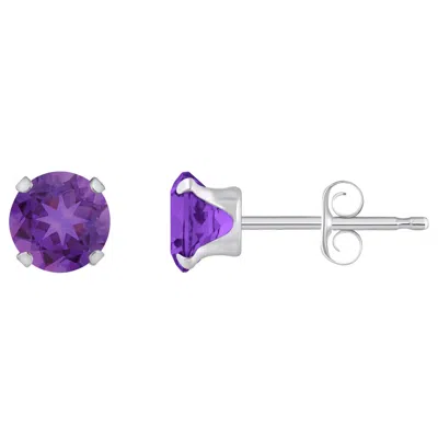 Glistening Jewels 10k Gold 5mm Round Amethyst Stud Earrings In Blue