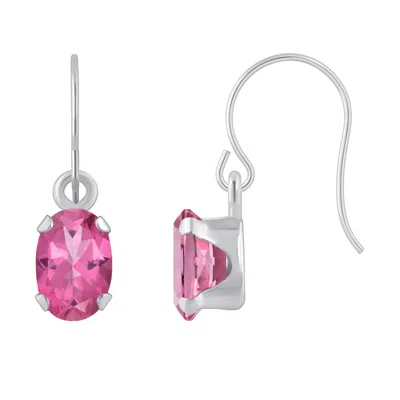 Glistening Jewels 10k Gold 6x4mm Oval Pink Topaz Drop Earrings In Pink